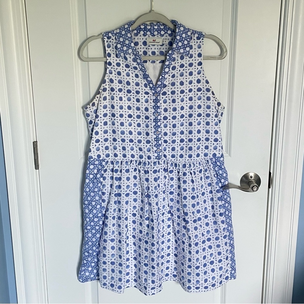 Vineyard Vines Painted Rattan Sleeveless Linen Shirt Mini Dress 47599